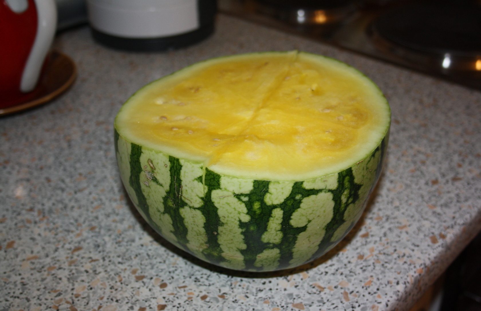 Yellow watermelon cutaway